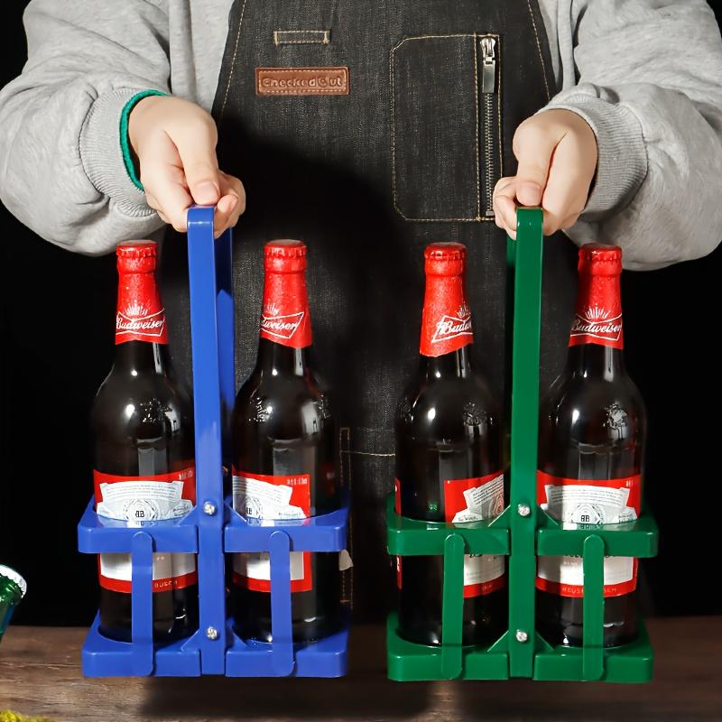 1pc 4-Slot Portable Foldable Beer Basket - Durable Plastic Drink Bottle Holder for Home Outdoor Camping Picnic
