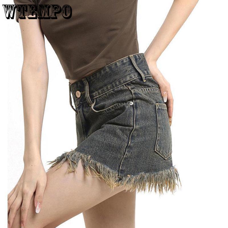 WTEMPO Женские винтажные облегающие джинсовые юбки с кисточками Y2K, женские летние мини-хлопковые юбки, уличная одежда