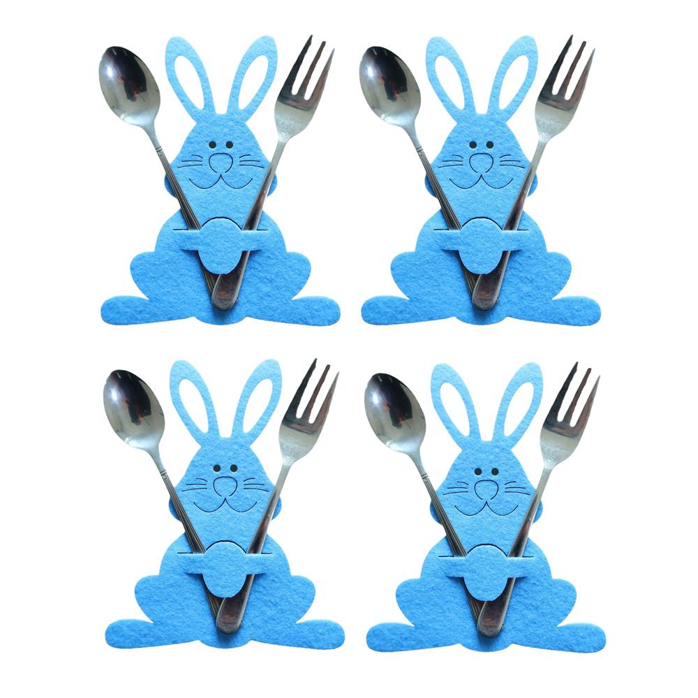 Пасхальный кролик, держатель для ножей и вилок, 4 шт./компл., сумки для столовых приборов с пасхальным кроликом, органайзер для посуды, украшения для стола, товары для вечеринок