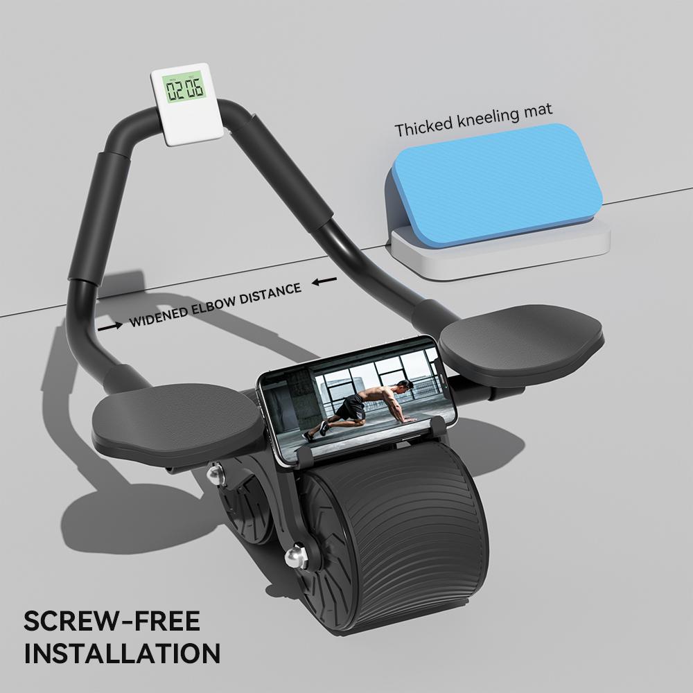 Роликовое колесо для пресса, автоматический отскок с поддержкой локтя, плоское колесо для упражнений, бесшумное колесо для брюшного пресса, оборудование для домашних тренировок