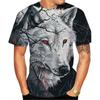 Summer Round Neck 3D Wolf Pattern Printed Top Fashionable Casual Short Sleeved Men's T-shirts