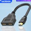 HDMI Splitter Adapter Cable 1 Male To Dual HDMI 2 Way Female 4K 3D Y Splitter Cable for Laptop TV Monitor 1080P 1 In 2 Out LED