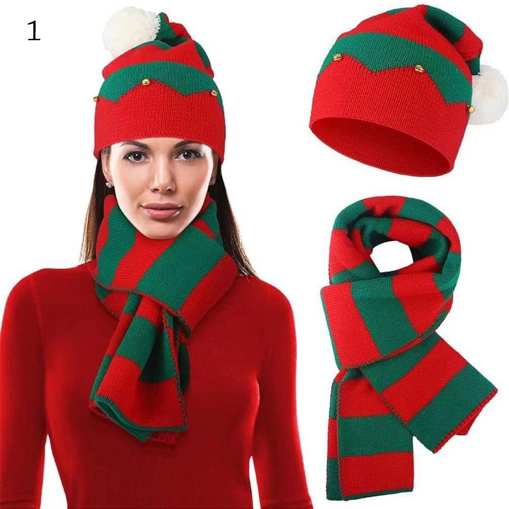 2/3Pcs Set Christmas Knitted Gloves Soft Xmas Gifts New Year Gift Santa Cap  for Men Women