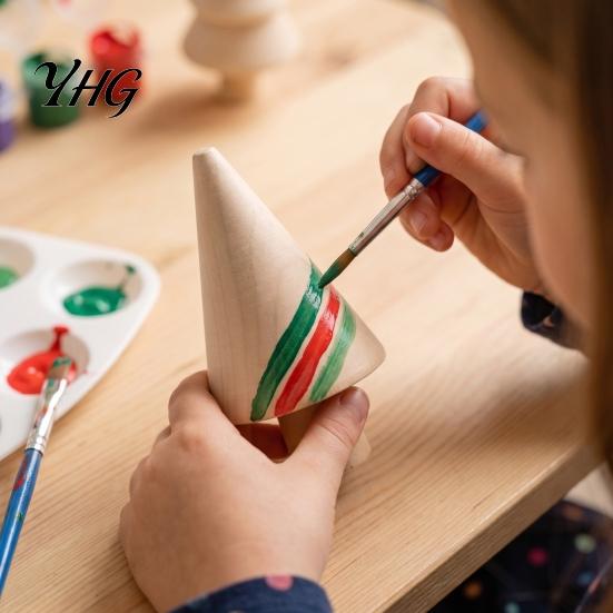 Blank Wood Shapes for Painting DIY Unfinished Wooden Christmas Tree Craft Kit, Figurines Desktop Tabletop Decor Kids Painting, Hand?Painted