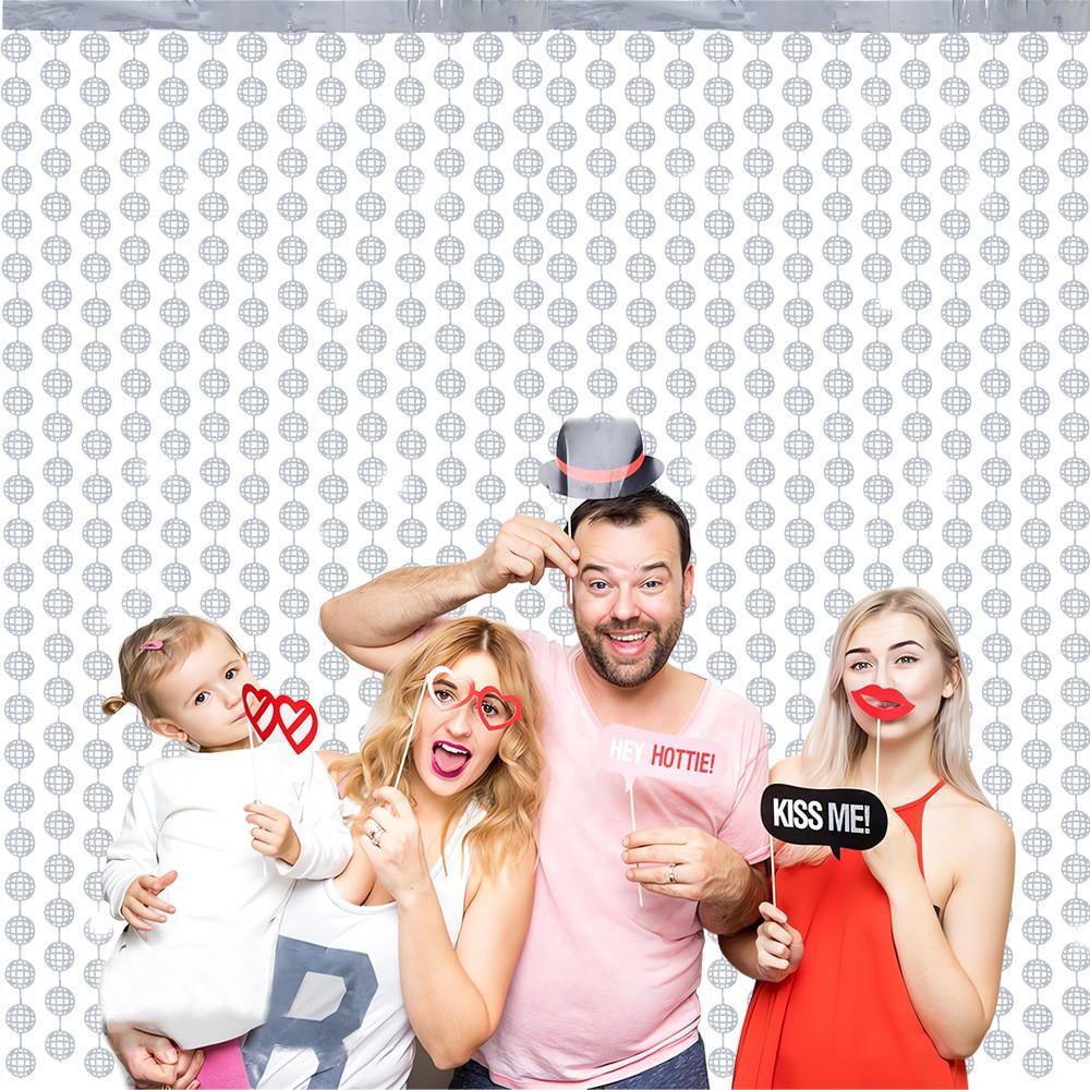 Elegant 2 Meter Silver Disco Curtain Shimmering Decoration For Memorable Events And Parties