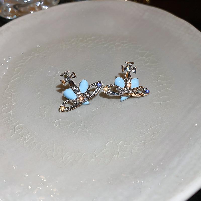 Модные серьги Сатурн в форме сердца с маслом и цирконием, милые женские легкие роскошные вечерние ювелирные аксессуары, подарки