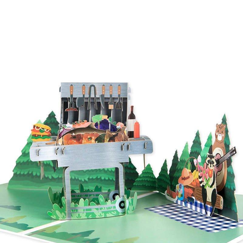 Kartka pocztowa okolicznościowa 3d pop-up piknik w lesie