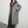 Sancai 2025 Зимнее двустороннее шерстяное пальто с капюшоном свободного кроя