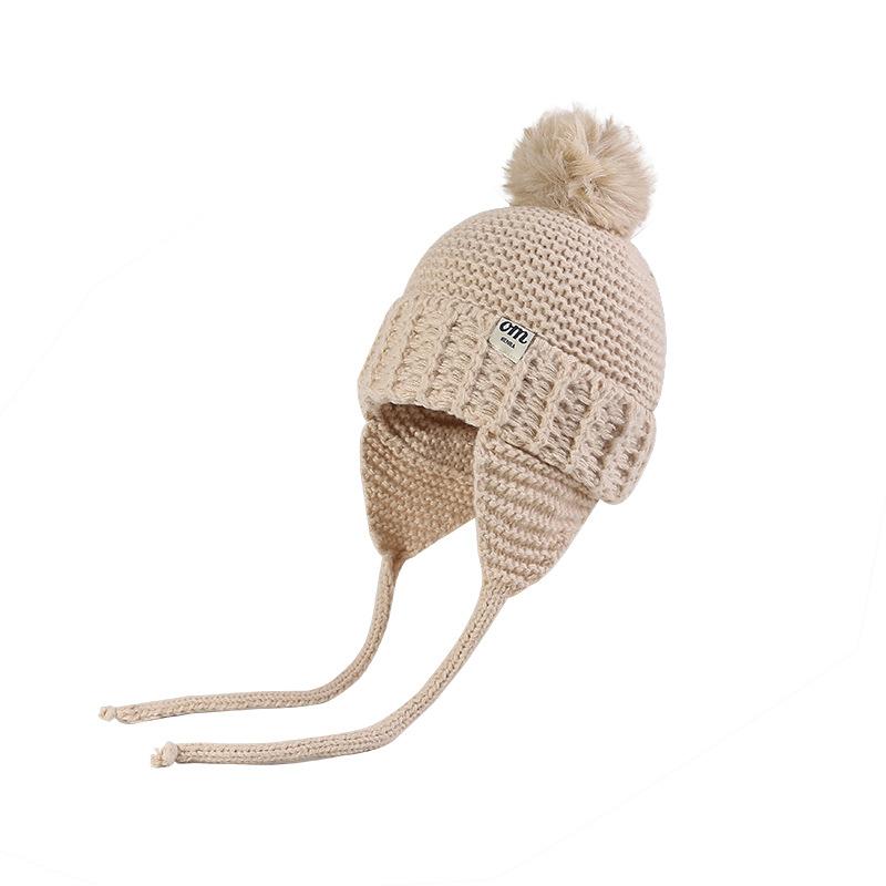 Женская модная осенне-зимняя универсальная шерстяная шапка в корейском стиле, с защитой ушей и теплая, милая вязаная шапка с шерстяным помпоном, шапка-пуловер от холода