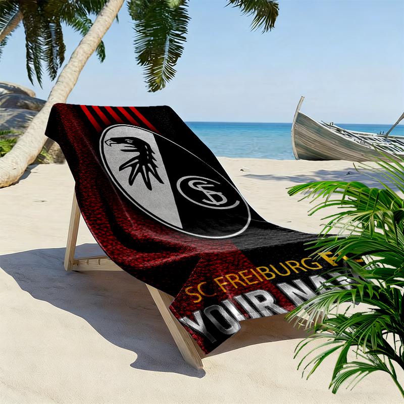 Custom Name SC Freiburg Print Beach Towel, Large Soft Quick Dry Towel for Beach Camping Swimming_xia