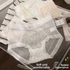 Women's Spring Summer Thin Lace Floral Transparent Mesh Breathable Mid Waist Panties