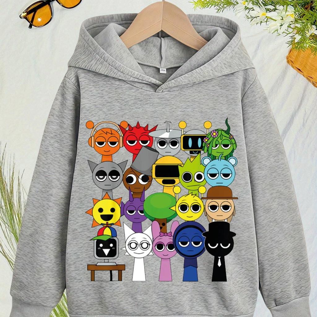 Новая детская толстовка с мультяшным принтом Sprunki, игровые толстовки Incredibox, одежда для мальчиков, худи для девочек, пуловер с капюшоном, весенние детские топы с длинным рукавом