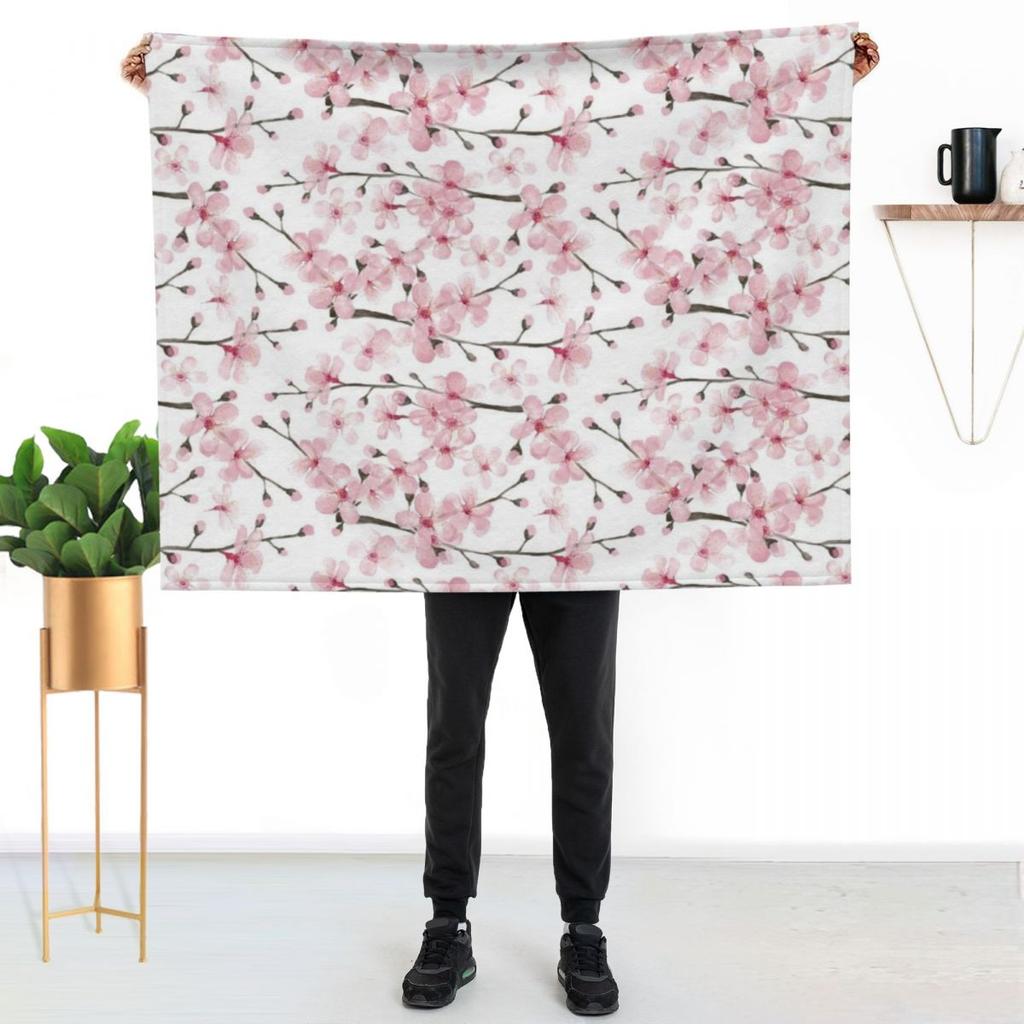 Акварельное искусство 'Цветение вишни' от Magenta Rose Designs Плед Роскошный Гигантский Диван Для Малыша Мягкие Большие Пледы