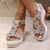 Fashion Rhinestone Butterfly Decor Chunky Platform Sandals Women Fashion Slip On Wedges Sandles Woman Lightweight Elastic Band Sandals