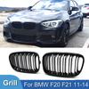Pulleco Car Front Bumper Kidney Grille Racing Grills For BMW 1 Series F20 F21 11-14 Replacement Double Slat Gloss Black Grilles