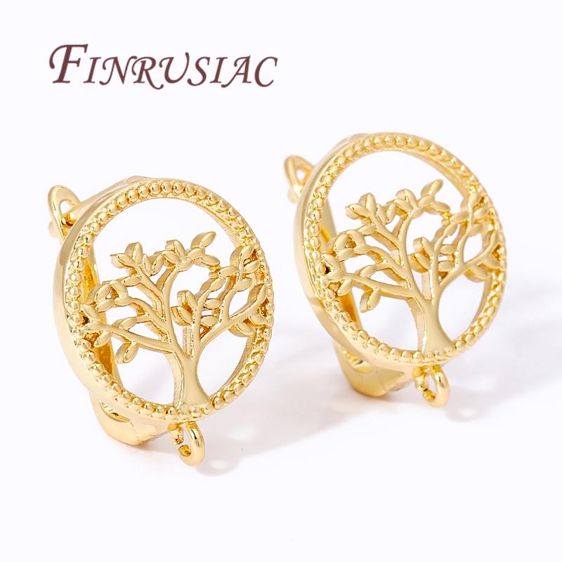 DIY Женские украшения Позолота 18K Дерево Жизни Круглые Швензы Крючки для серег Застежки Аксессуары Для серег, Штырьки для серег Крепежи