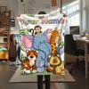 Custom Name,Cute Safari Animal Series Printed Flannel Blanket, soft throw for bedroom sofa, washable,fan merchandise, great gift.chl