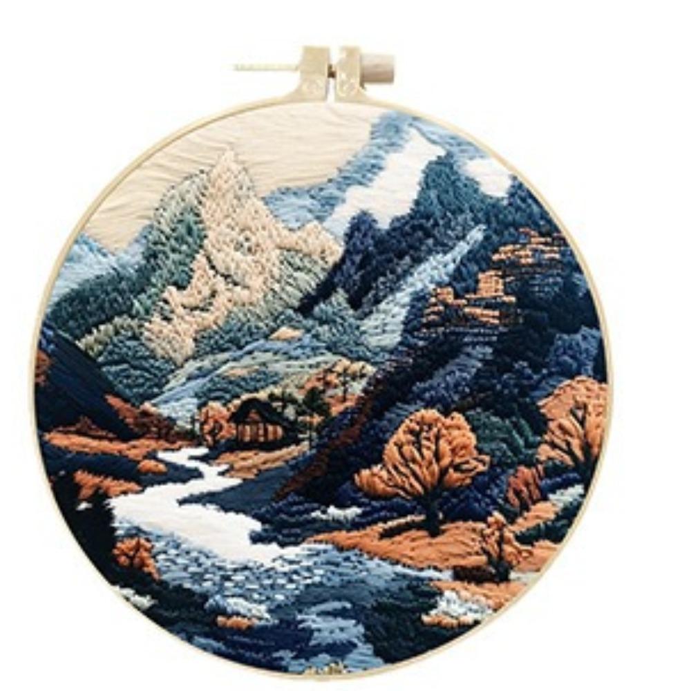 1 набор Серия «Пейзаж прибрежного коттеджа», набор материалов для ручной вышивки, простой учебник для начинающих и инструменты для вышивания крестом, набор материалов из крафтовой ткани