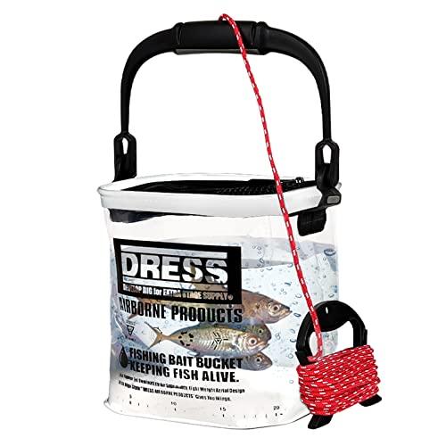 ВЕДРО для рыбалки DRESS, Прозрачно-белое, В комплекте веревка 7 м и держатель, Сетчатая крышка, Застежка-молния, EVA, Многоцелевое ведро, Прозрачный рыболовный аксессуар