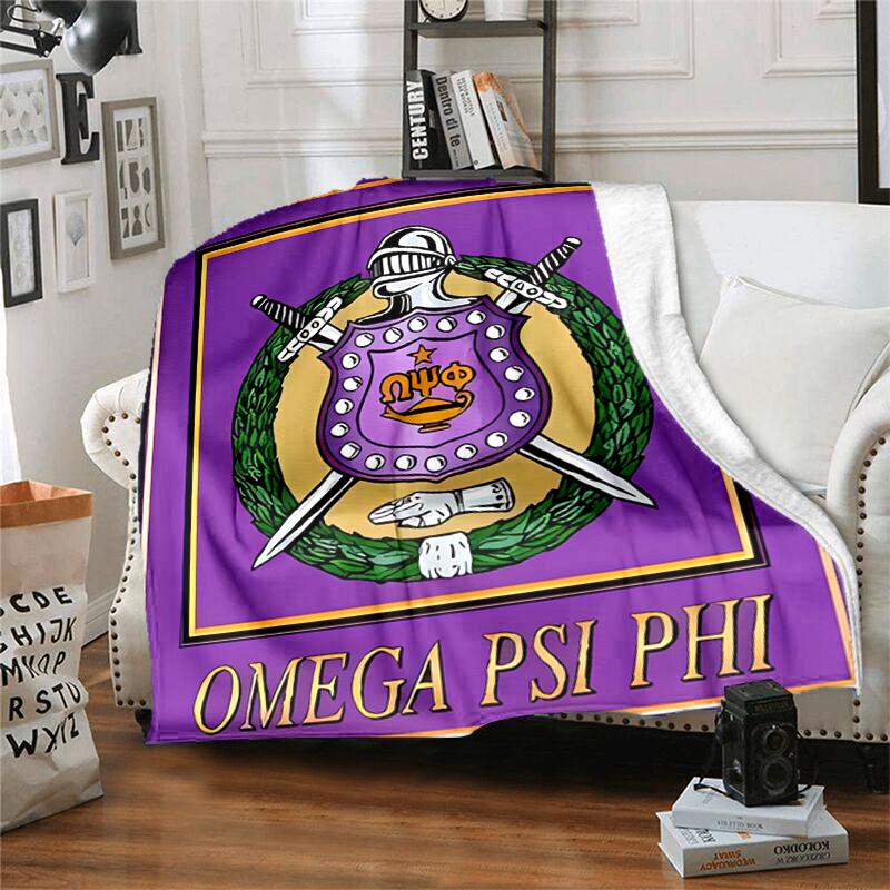 1pc Blanket Omega Psi Phi logo Print Design, Lightweight Blanket for Sofa, Bed- Soft &Warm, Gift for All Seasons like Christmas, Halloween