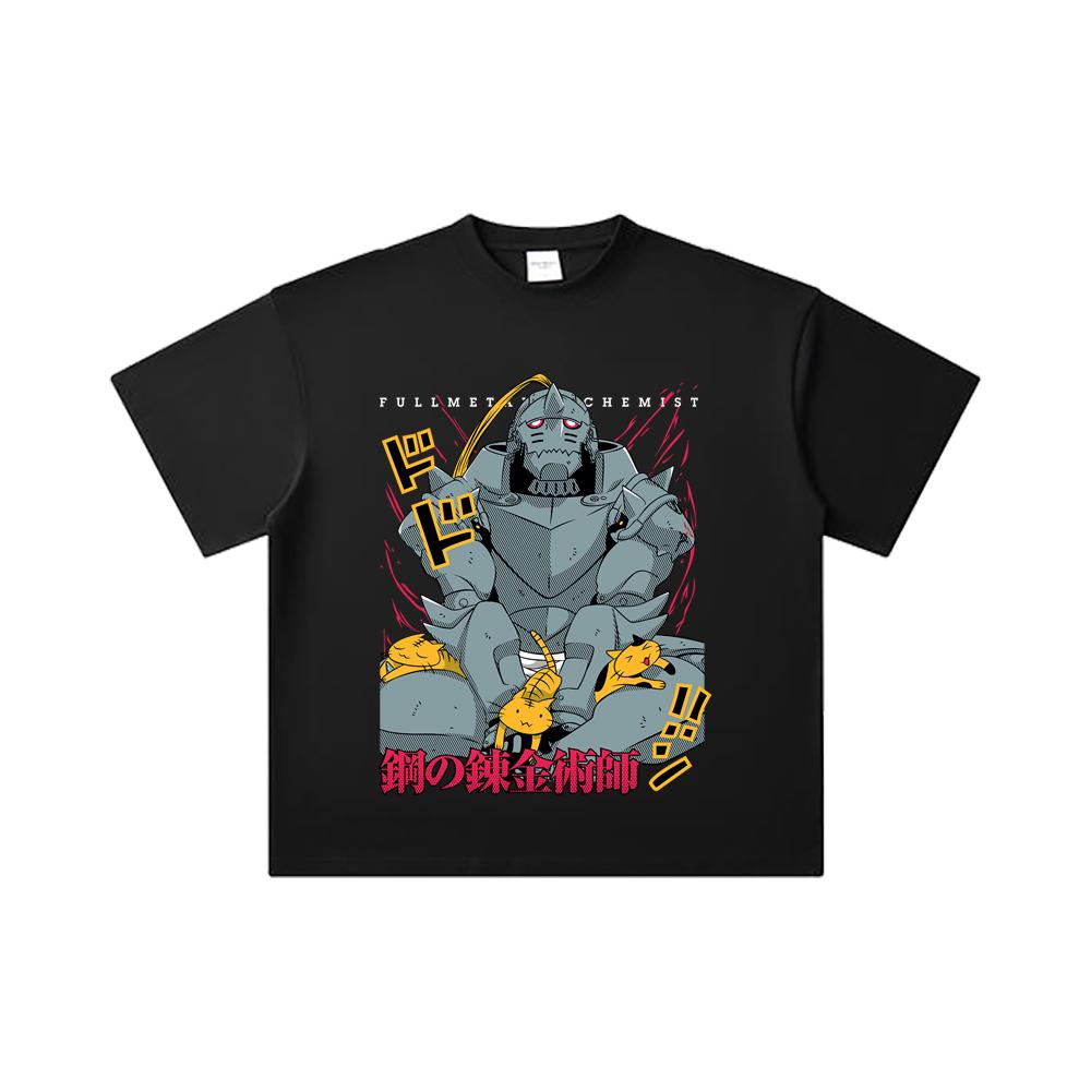 260 GSM Double Yarn 32 Count 100% Cotton Fullmetal Alchemist V4 Alphonse Print Unisex Heavy Cotton T Shirt… More