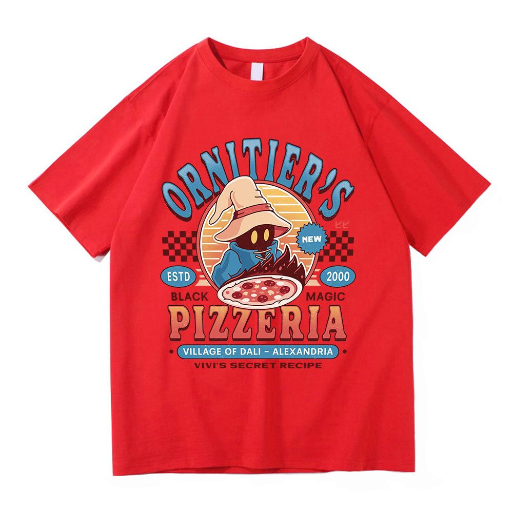 Винтажная футболка Pizzeria Ornitier Модная мужская женская Харадзюку Эстетичная Забавная Милая Футболка Унисекс Высококачественные Хлопковые Футболки
