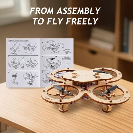 Деревянная модель-головоломка Дрон Ручная сборка Набор для сборки Пульт Управление Дроном для Детей Набор DIY Взрослые Мини RC