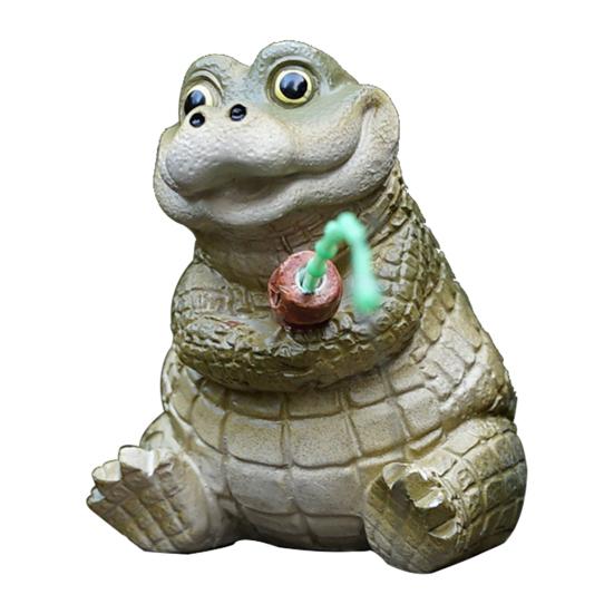 Рыбалка Мультяшная Лягушка Фигурка Смола Рыбалка Крокодил Панда Скелет Статуя Скульптура Наружная Сад Пруд Аквариум Украшение Орнамент