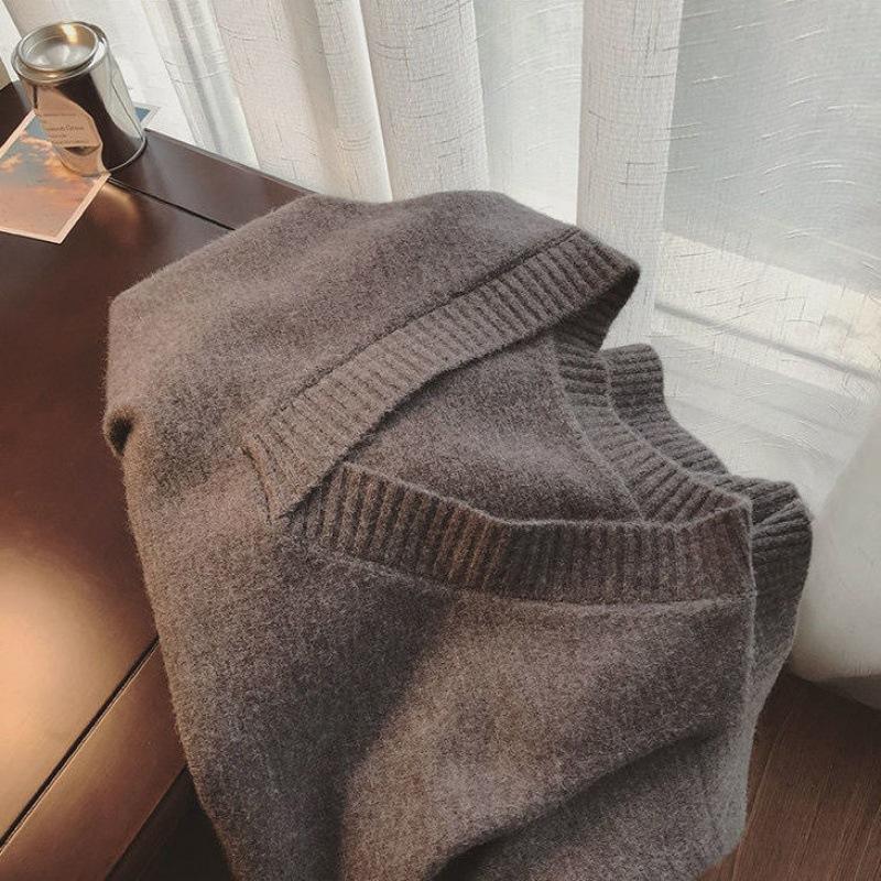 Свитер с v-образным вырезом, женский осенне-зимний корейский однотонный вязаный жилет, повседневный свободный модный свитер без рукавов в консервативном стиле, жилет