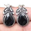 Черный Спинальный Драгоценный Камень Ручной Работы Подарок Для Нее Серебряные Ювелирные Изделия Серьги 1,5''