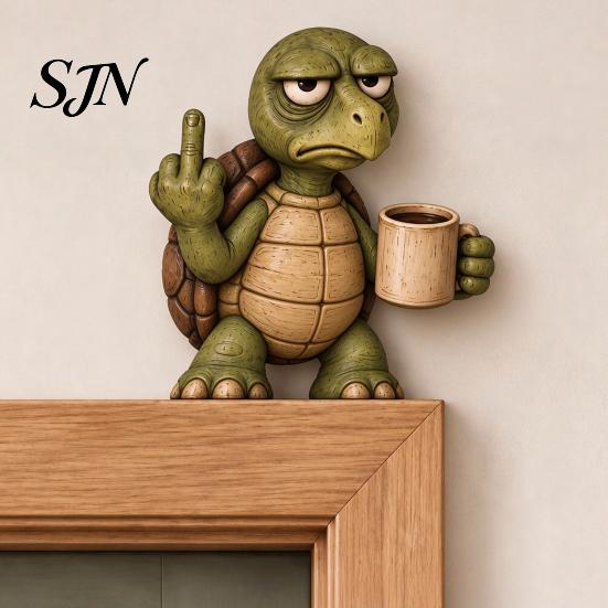 Durable Wood Door Ornaments Middle Finger Animal Corner Sign, Funny Wooden Festive Doorway Art Frame Decoration, Wall Hanging Ornament for Decor