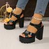 Fashion Summer 2025 New High Quality Women's Open Toe Sandals Platform Med Heel Chunky Heels Sandals for Fashion Plus Size Dress Party