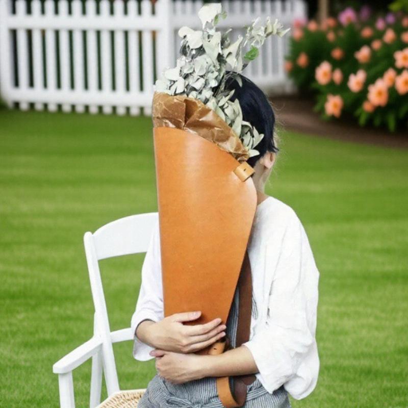 Hanging Flower Bouquet Bag with Non-slip Handle Durable Canvas Floral Carrier for Flower Shop Retail Supply Use