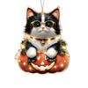 Car Halloween Rearview Mirror Hanging Pendant Cartoon Skull Cat Auto Interior Accessory 2D Flat Acrylic Hanging Charm for Car Backpack