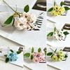 Искусственные Цветы Розы Букет из Искусственных Шелковых Роз 6 Головок Реалистично Распустившиеся Розы для Дома Свадебной Вечеринки Цветочная Композиция Центральная Часть Стола