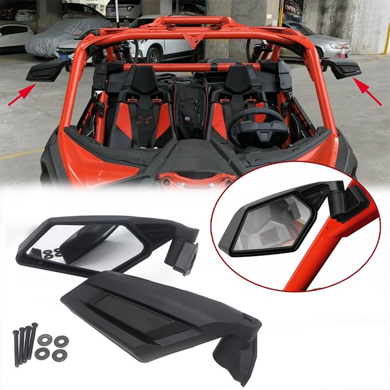 UTV Side Mirrors RZR Adjustable Side Mirrors with 1.5”-2” Roll Bar for Polars RZR 1000 Can Am Maverick Yamaha YXZ Rhino Pioneer