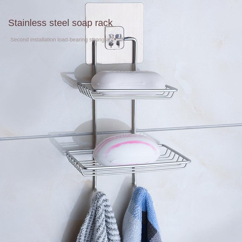 1 шт. двухслойная мыльница без присосок, держатель для мыла в ванной, настенная полка для ванной комнаты из нержавеющей стали