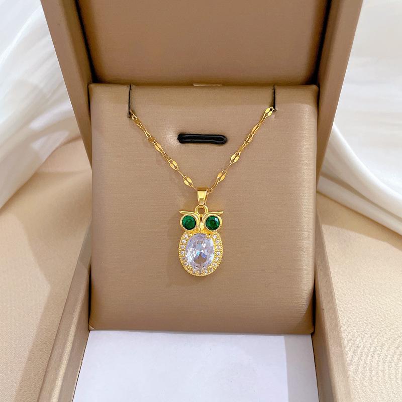 Titanium Steel Owl Light Luxury Banquet Wedding Necklace Female Versatile Collarbone Chain Titanium Steel Chain
