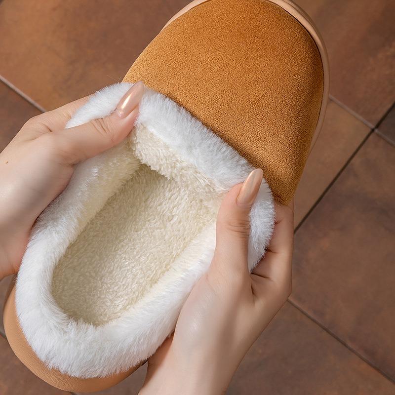 Couple Cotton Slippers Women's Home Autumn and Winter Confinement Shoes Fleece Warm Indoor Non-slip Plush Cotton Slippers Men