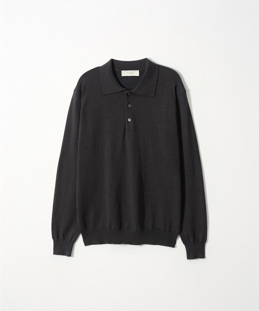 EZIO Essential Button Collar Knit_Charcoal