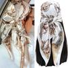 Large Hijab Scarves For Women Fashion Print Soft Satin Scarf Female 90cmx90cm Luxury Brand Square Shawls Head Scarfs For Ladies