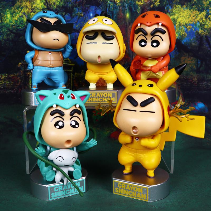 Shinchan Crayon Cos Garage Kit Pocket Monster Pikachu Toy Figurine Ornament Car