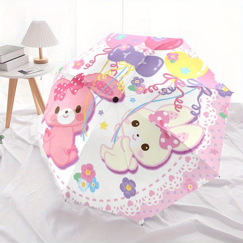 Rilakkuma, Korilakkuma Automatic Open/Close Umbrella-Cute Umbrella with Cute Design, Portable 3-Fold Compact Umbrella for Men & Women, Hallo