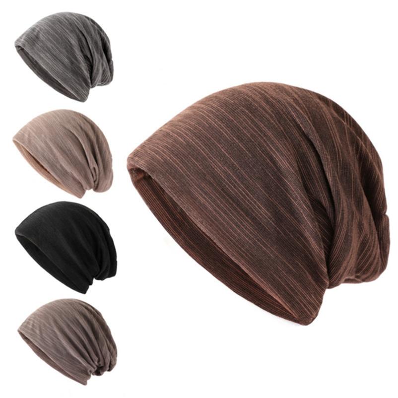 Breathable Toe Cap Unisex Striped Hood Spring and Autumn Warm Thin Turban Chic Trend Pile Hat