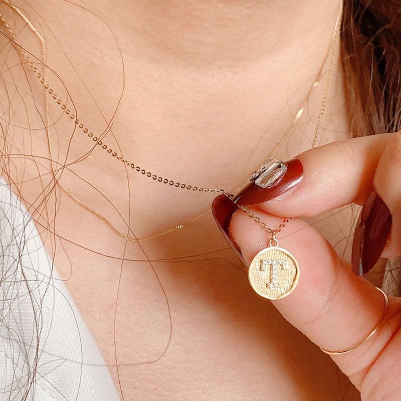 Двухслойная плотная подвеска с круглой пластиной, инкрустированная бриллиантами, Т-образная подвеска, модная и холодная цепочка на ключицу для женщин