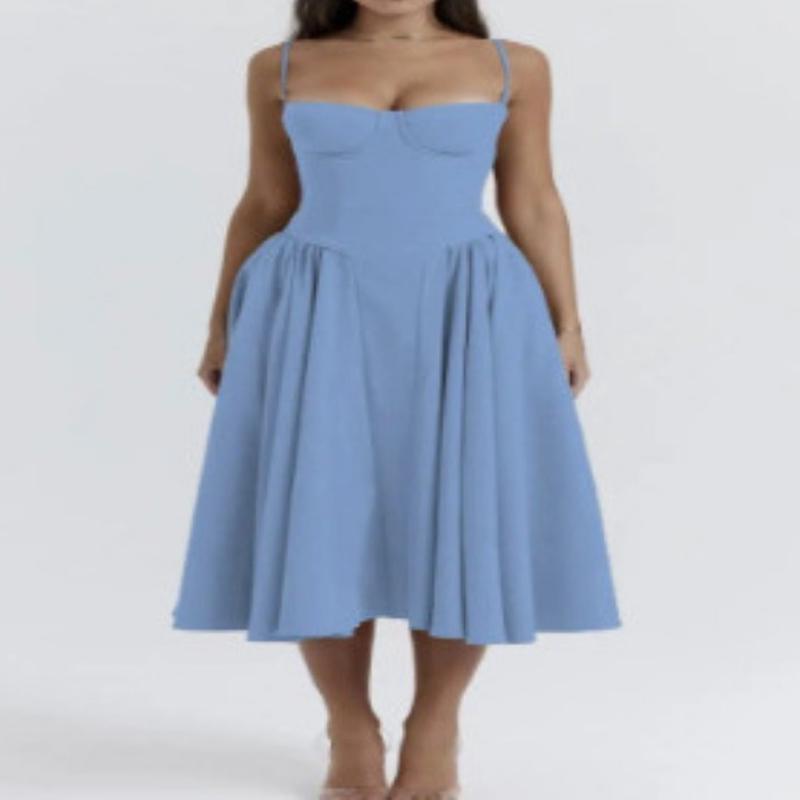 Летнее модное тонкое плиссированное платье трапециевидной формы, женское повседневное сексуальное вечернее платье на подтяжках, женские элегантные свободные вечерние однотонные женские платья 766