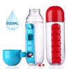 Water Bottle with Weekly Pillbox Small Combine Daily Pill Case Organizer with Water Bottle Drug Medicine Pill's Box