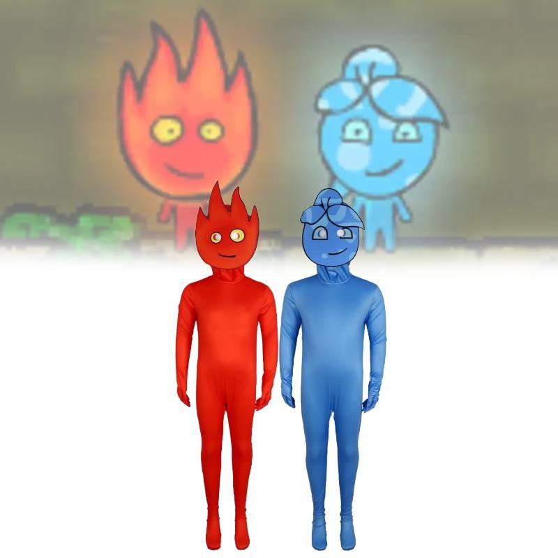 And Fireboy Watergirl Cosplay Costume Cartoon Jumpsuits Halloween Party Garment
