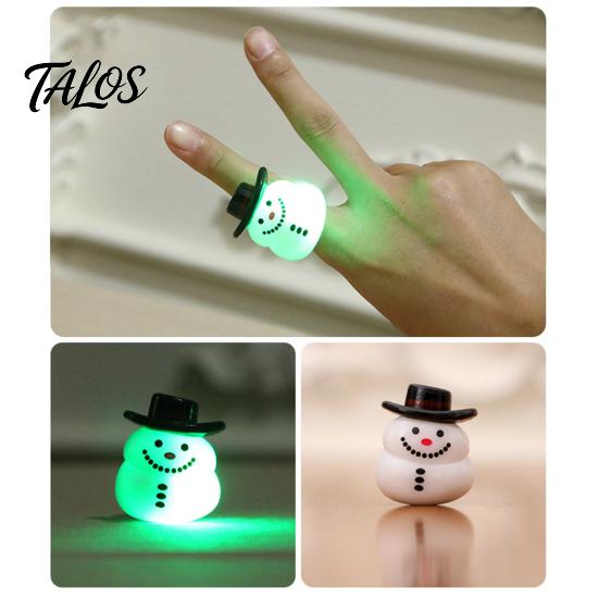 Holiday Event Raffle Gifts Christmas Light Up Rings, Glow in The Dark Party Supplies, Funny Favors for Kids Santa Snowman Tree Snowflake LED Flashing