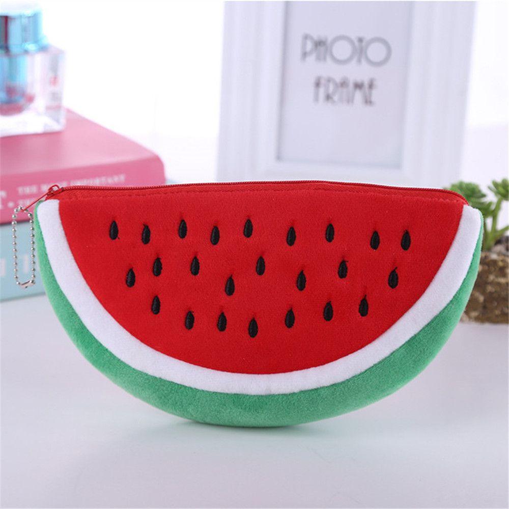 School Pencil Cases Stationery Cartoon Watermelon Plush Pencil Bags